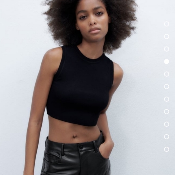 Zara pants leather faux  straight leg black womens high waisted 5 Pockets zip - Picture 10 of 16